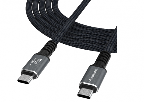 Laidas USB C - USB C su Thunderbolt 4 (240W, 40Gbps) 8K 60Hz 1.5m pintas juodas Wozinsky WPS-UY415S 